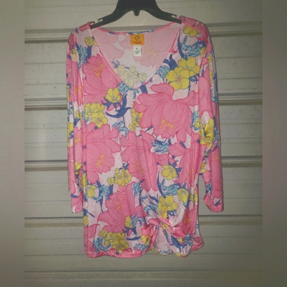 3x Plus Size Ruby Rd Pink Floral Top Shirt Blouse New Womens